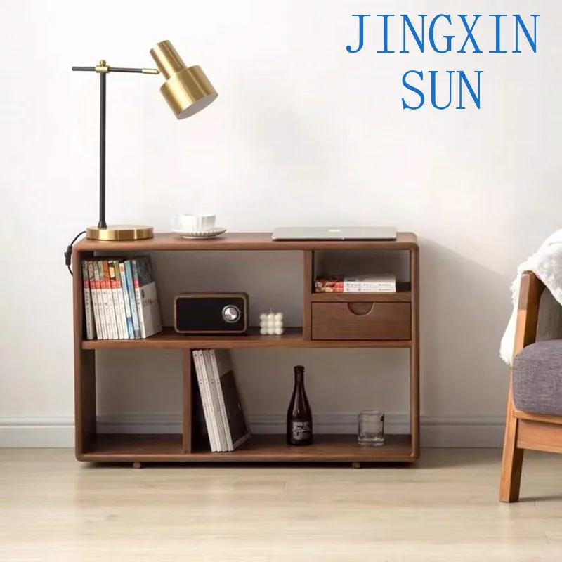 Nordic solid wood sofa side cabinet side cabinet storage locker light luxury simple wooden coffee table living room corner few