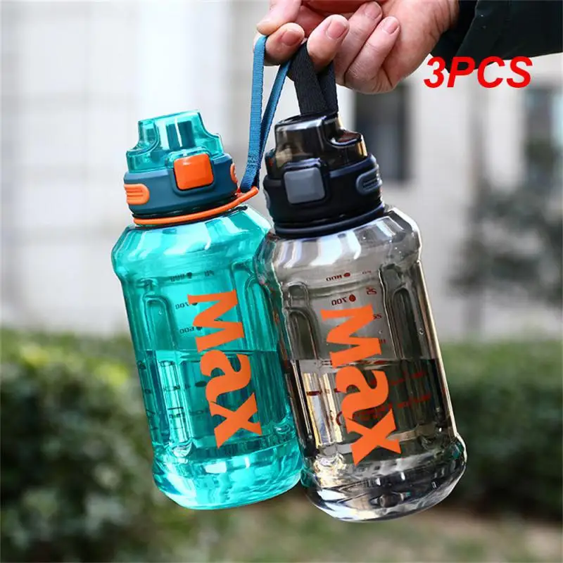 3PCS Liter Large Capacity Sport Water Bottle with Rope Durable Portable Gym Fitness Outdoor Drinking Plastic Bottles