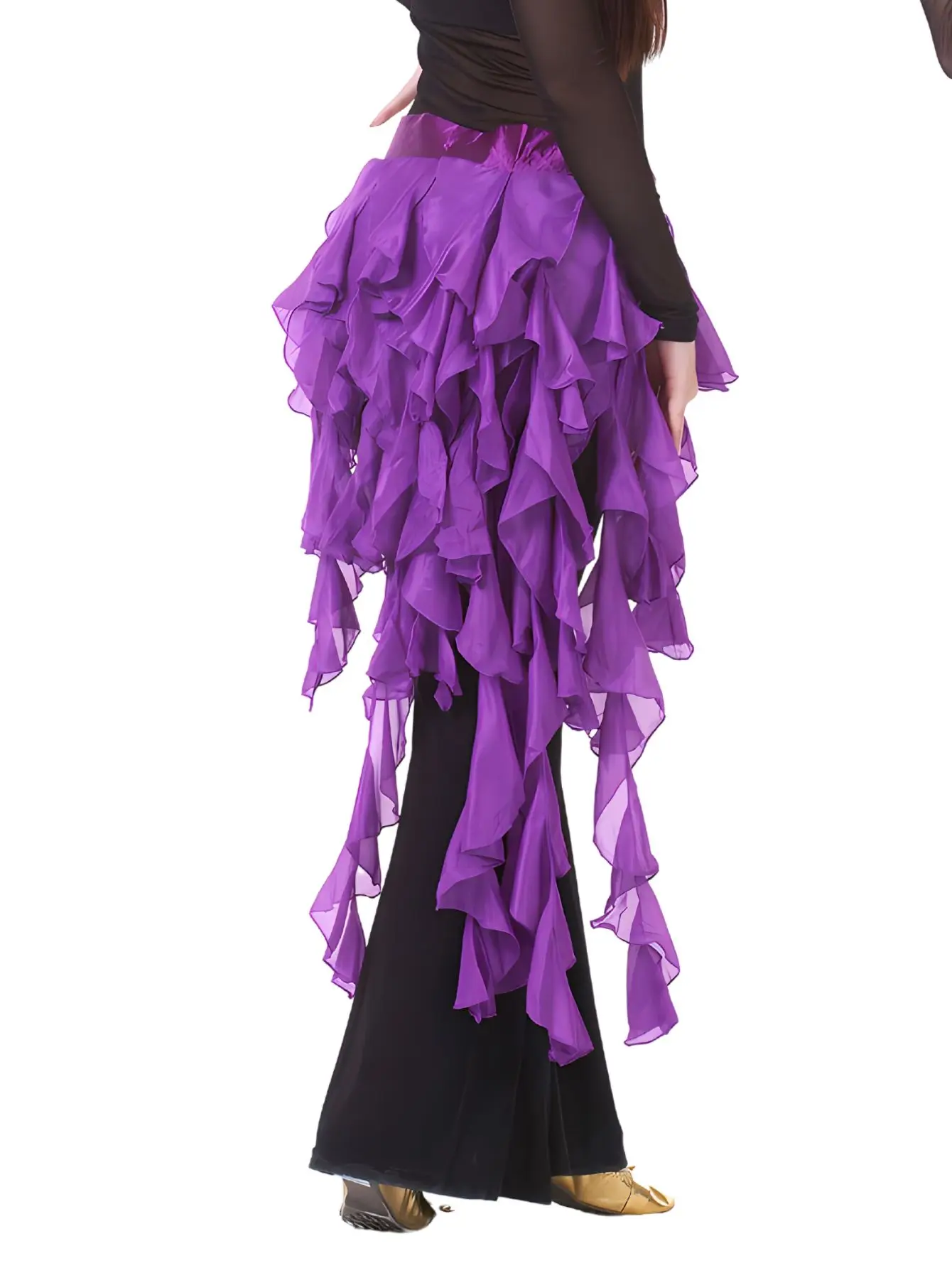 1Pc Dames Buikdans Hippe Sjaal Riem Rok Latin Dance Riem Negen Staart Vos Rok Performance Kwast Wave Rok