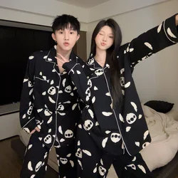 Stitch couple pajamas autumn pure cotton long-sleeved trousers cartoon casual men's women's pajamas Disney loungewear set