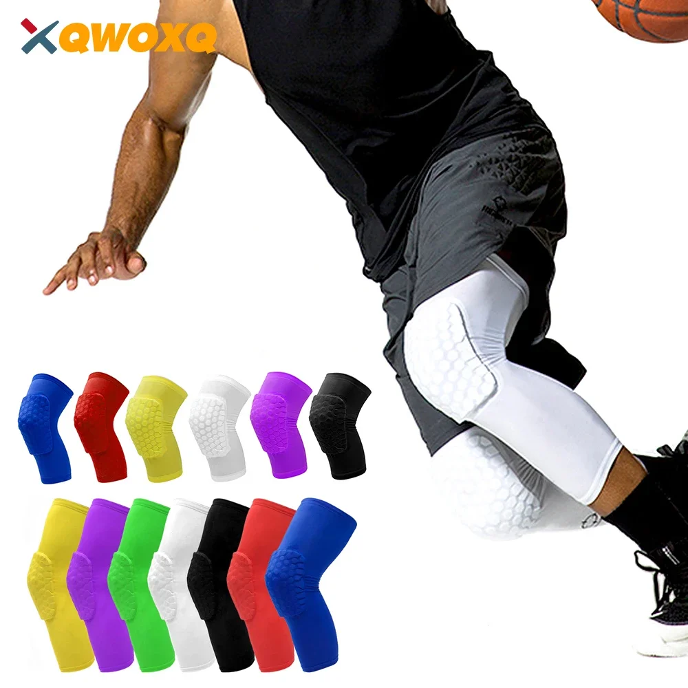 1 Pair Basketball Knee Pads Sleeve Honeycomb Brace Sport Elastic Kneepad Protective Gear Patella Foam Support Volleyball Support