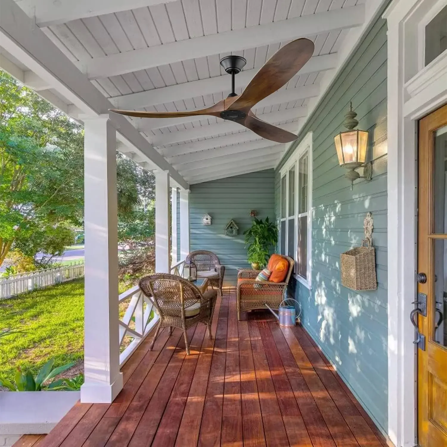 مروحة سقف حديثة كبيرة من الخشب الصلب مقاس 70 بوصة بدون ضوضاء