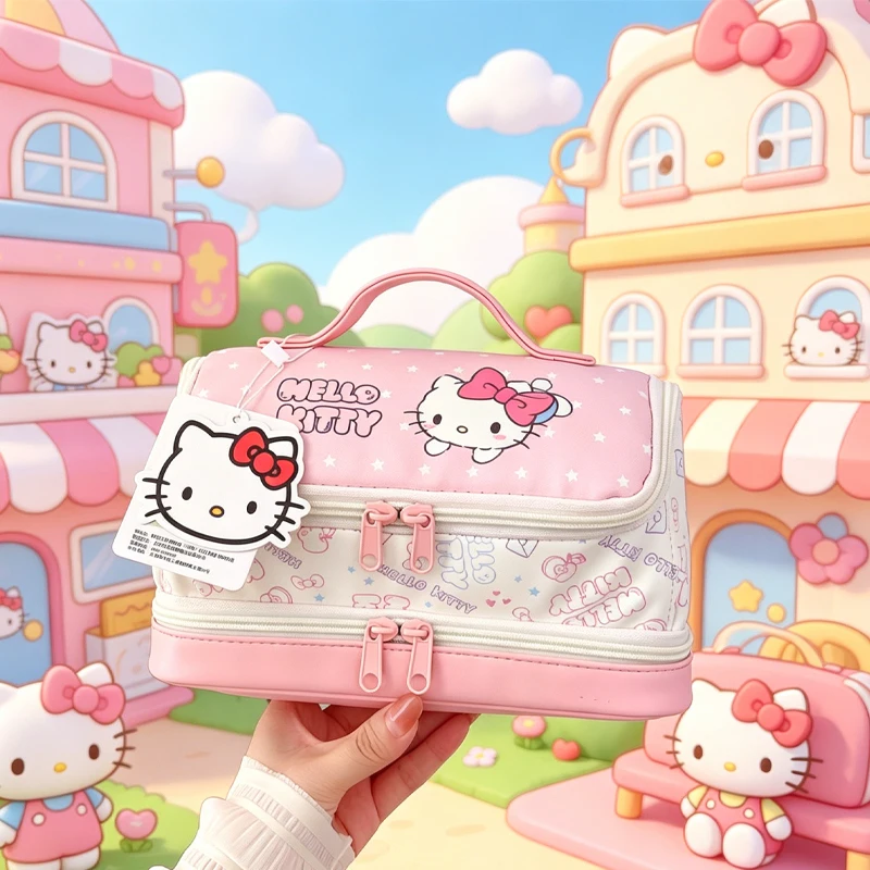 

Hellokittys Portable Cosmetic Bag Kawaii Cartoon Multifunctional Toiletry Bag Cosmetic Case Travel Storage Bags for Woman