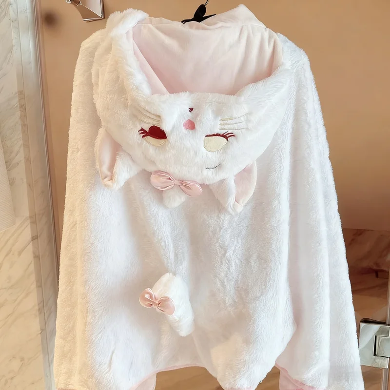 

Плюшевый плащ с капюшоном из мультфильма «Аристократы», домашнее одеяло, кошка Мэри, офисное общежитие, плащ для сна, сохраняет тепло, одеяло с кондиционером