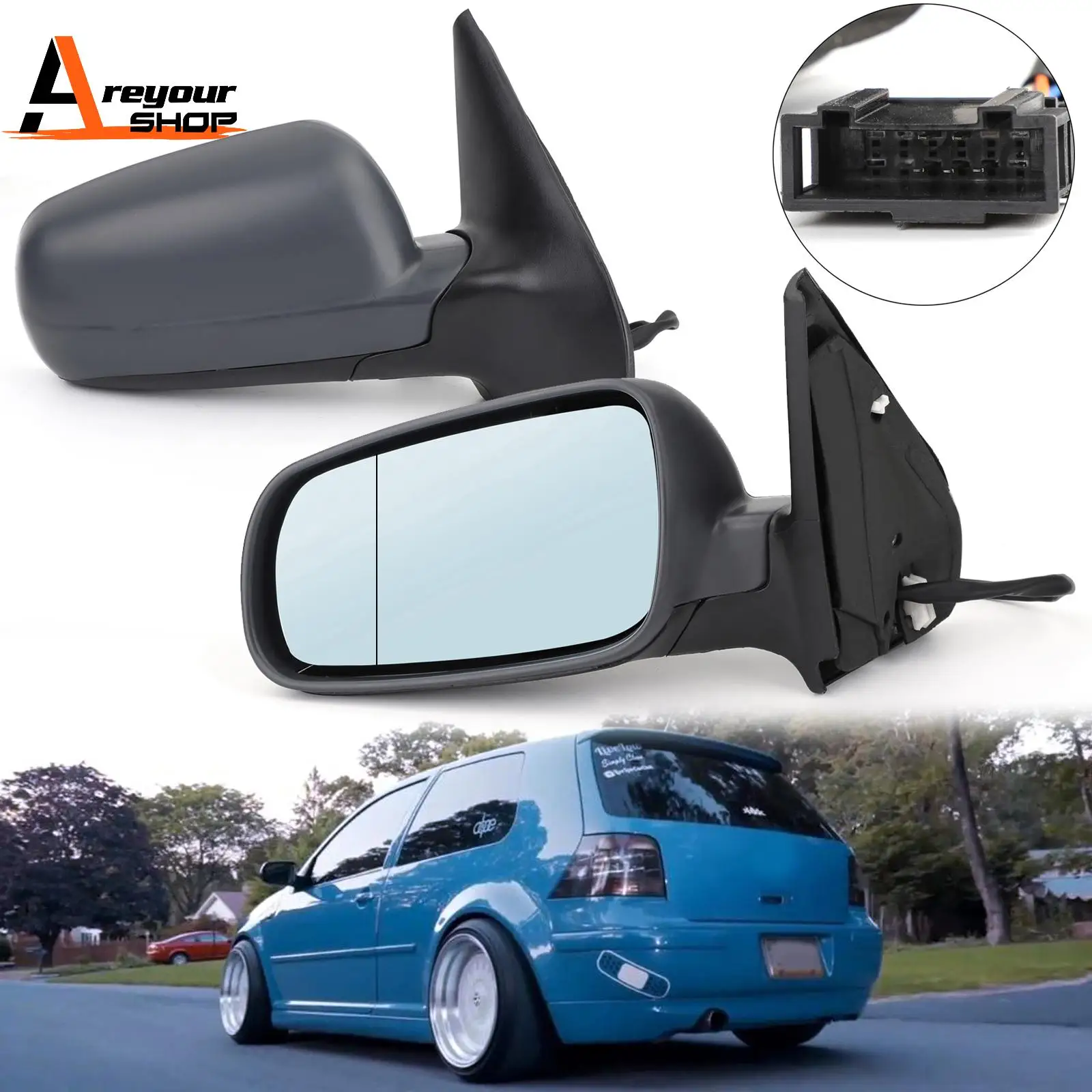 

Left&Right Hand Side Door Wing Mirror Heated Electric for VW Golf Mk4 97-04