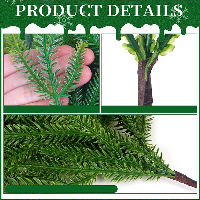 48cm/6pcs Soft Rubber Norfolk Pine Artificial Green Plant Fern Grass Christmas Decorations DIY Home Wedding Party Decoration