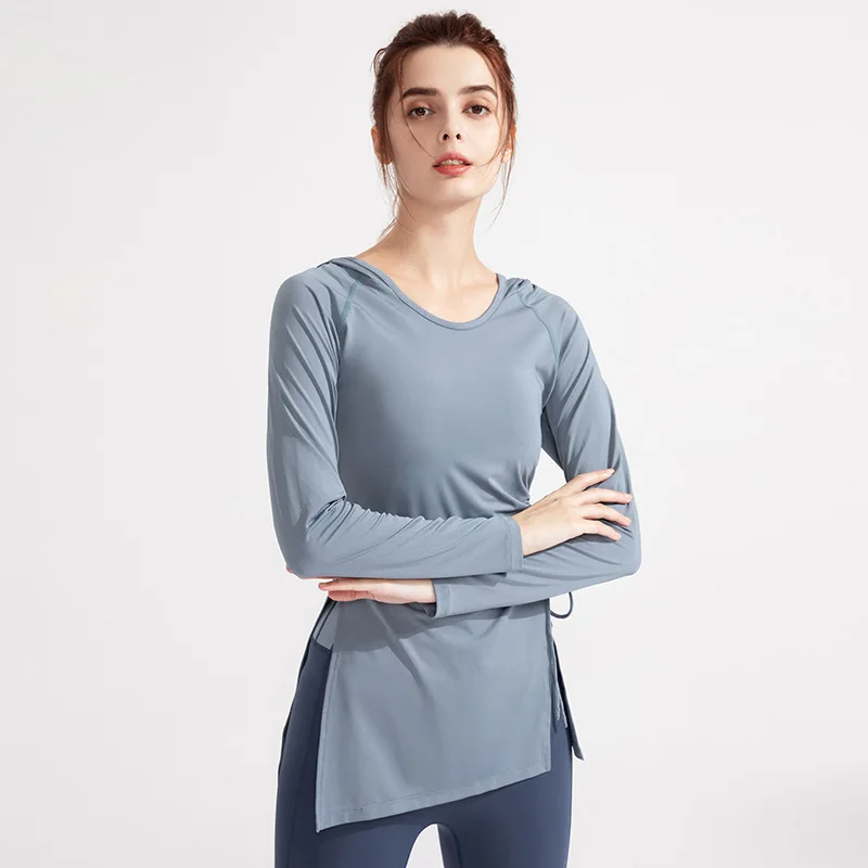 Sports Top Woman Gym Shirt 2025 Long Sleeve Yoga Clothes Pilates Sportswear Hooded Fitness T-shirts Yoga Wear Running Blouses