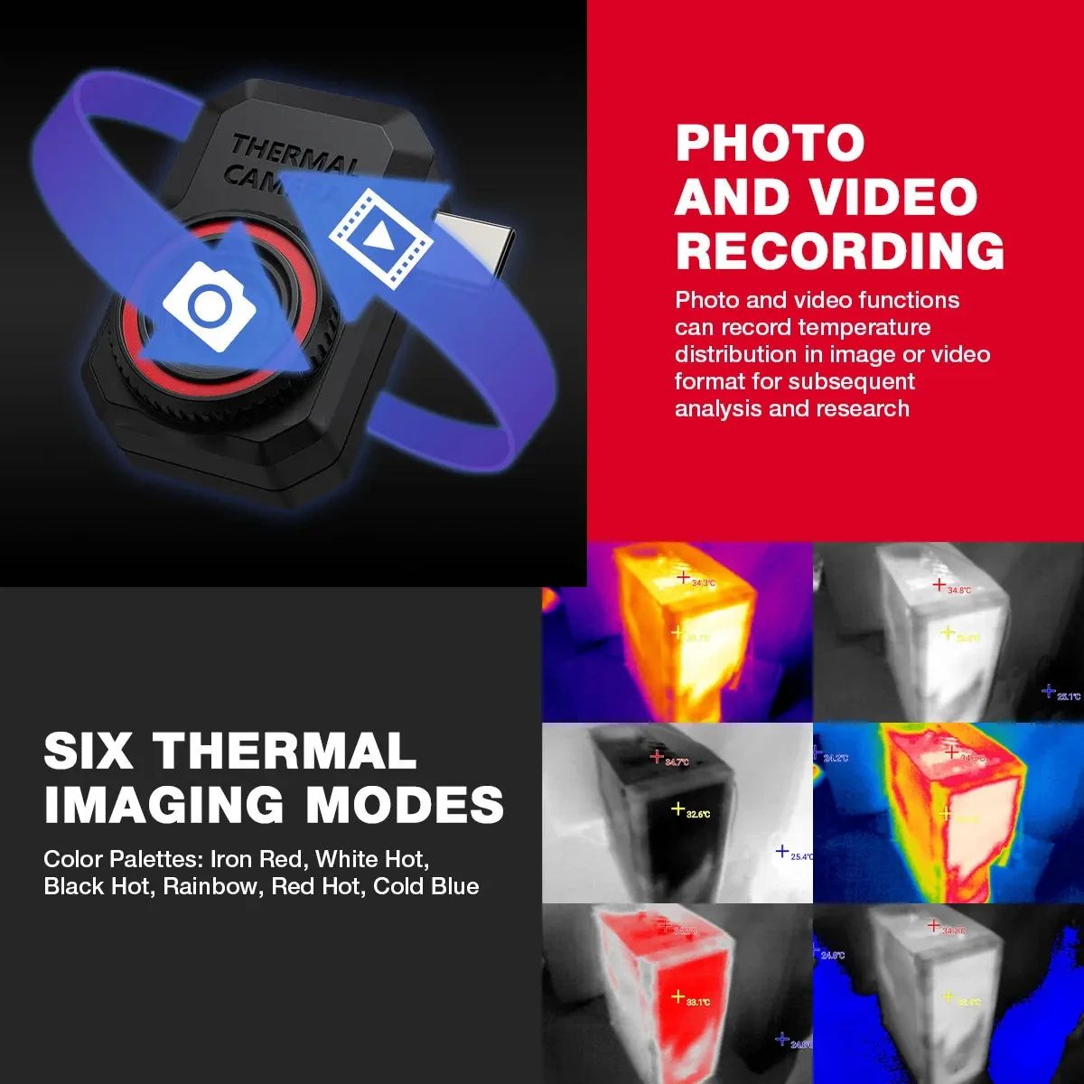 HABOTEST HT820 أندرويد Type-C الصناعية الصف التصوير الحراري المحمول المحمولة الأشعة تحت الحمراء محلل التصوير الحراري للهاتف