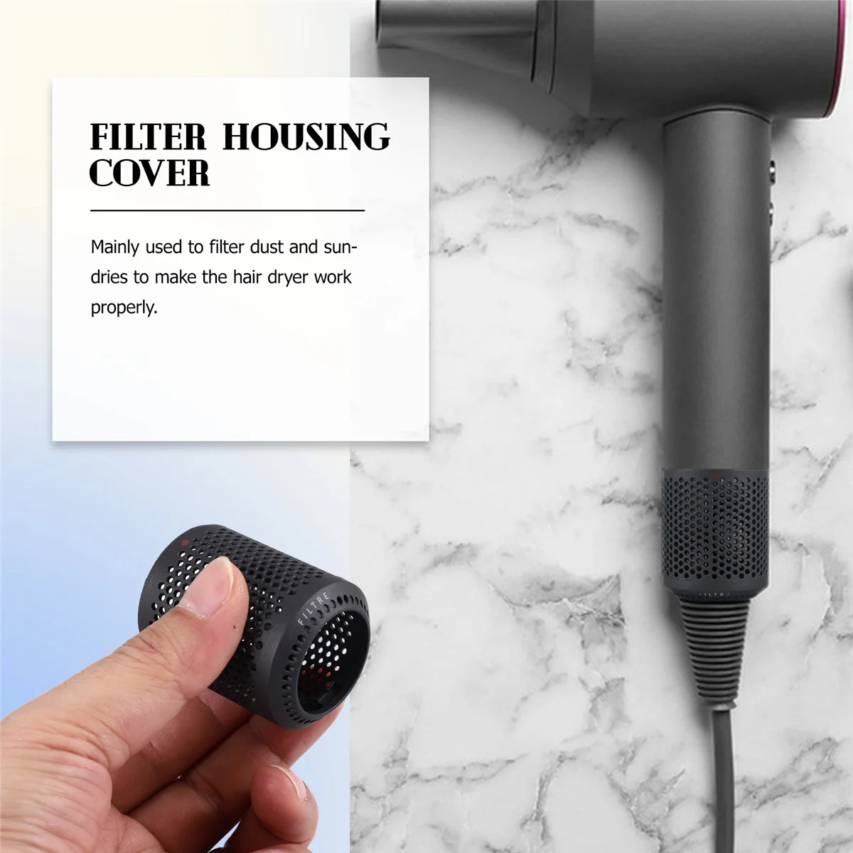 Suitable for Dyson Hair Dryer HD01 HD03 HD08 Dustproof Outer Filter Cover Vacuum Cleaner Accessories Grey image 2
