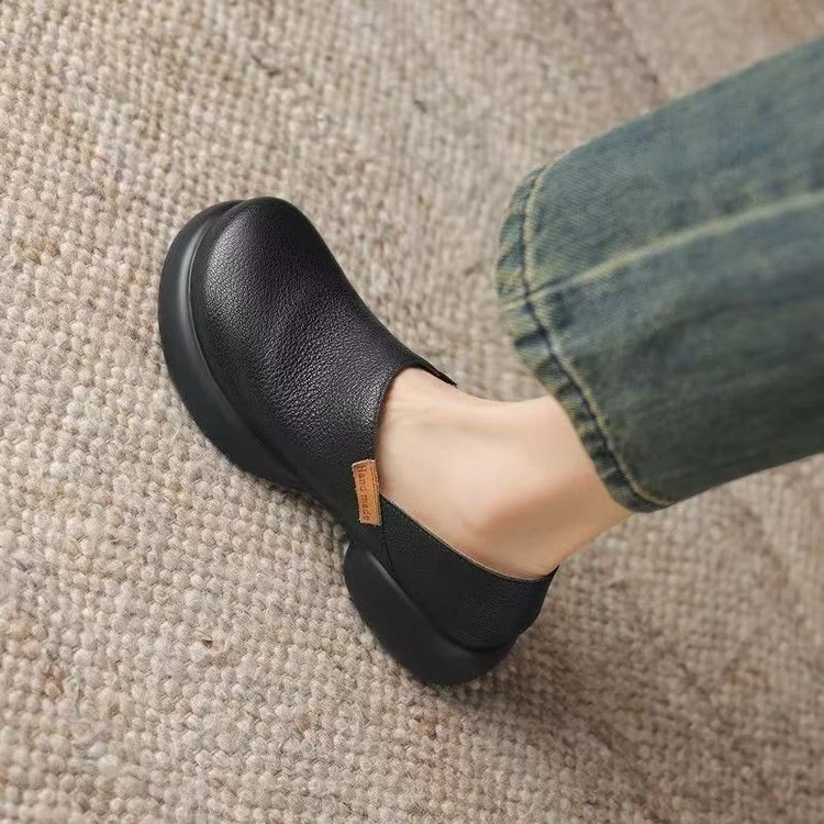 

Кожаные туфли на плоской подошве, женские удобные повседневные туфли на мягкой подошве, весна-лето, Новое поступление, свободные туфли на платформе для поездок на работу