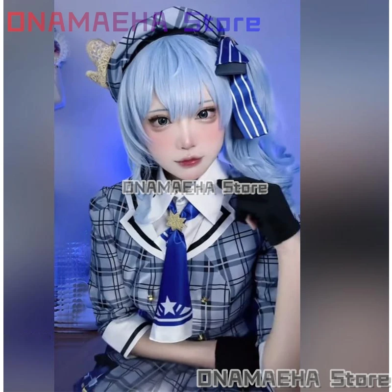 ONAMAEHA*/Hoshimachi Suisei Checkered Performance Dress Lolita Outfit Cosplay VTuber Anime Idol Holo Full Set Hat Wig Jirai Kei