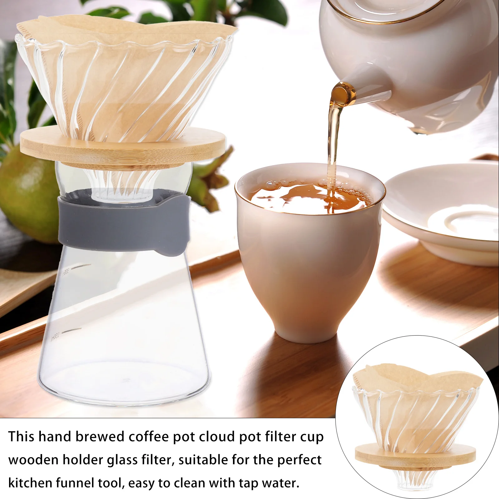 

1 set Hand Drip Maker Glass Filter Cup Reusable Coffee Dripper For Home Travel Durable Kitchen Coffee Tool