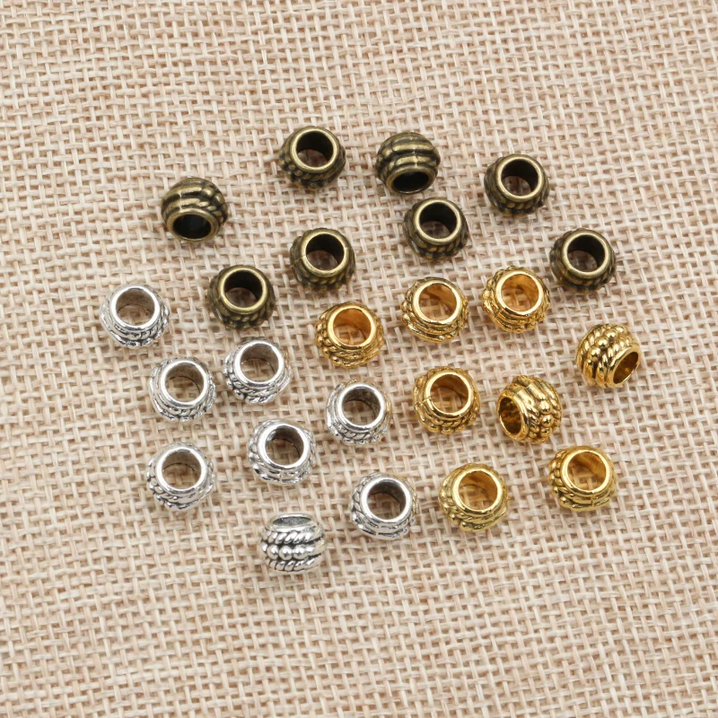 8x6mm 30pcs Hole Size 3.7mm Antique Gold Bronze Silver Plated Ball Handmade Charms Pendant Jewelry Making for Bracelet Necklace