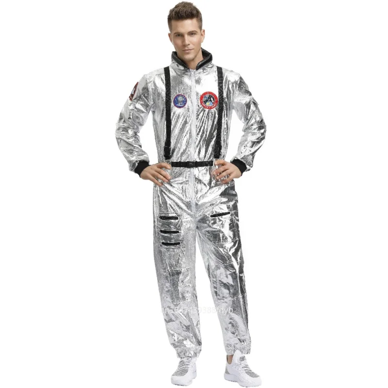 Halloween Adult Children Astronaut Costume Silver Spaceman Men Women Space Suit Halloween Family Party Dress Up Birthday Gift OI