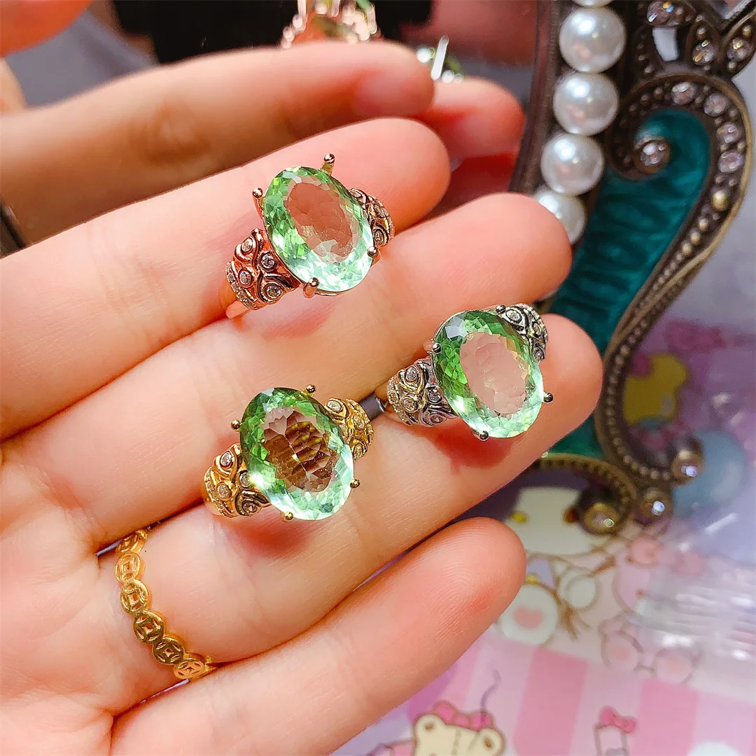 

Opulent Natural Green Crystal S925 Silver Ring High End Women’s Jewelry Exquisite Luxe Gift Handicrafts