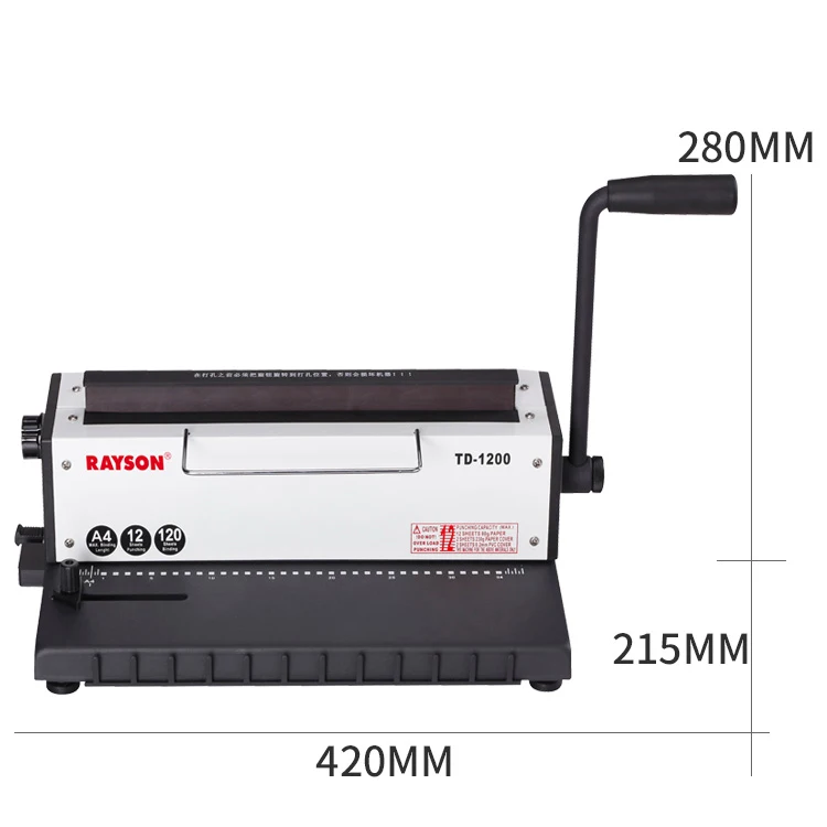 Customizable Factory RAYSON TD-1200 Manual Double-Wire Binder 34 Holes 3:1 Pitch Wire Binding Ring Office School Book Binding