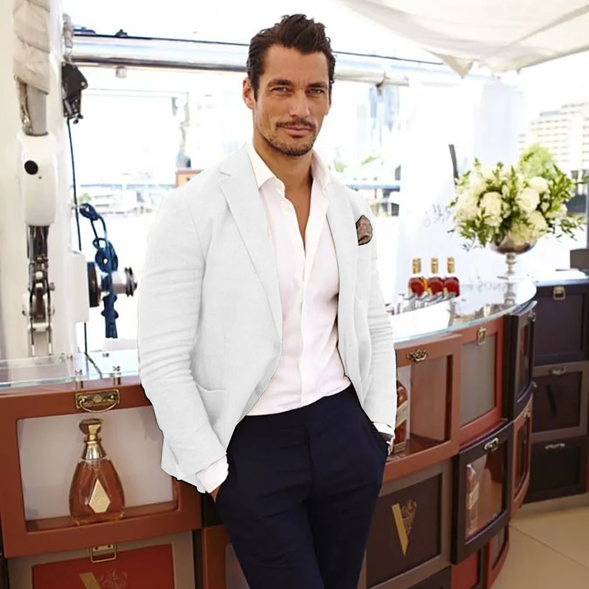Linen Casual Suits for Men Slim Fit Notched Lapal Solid Tuxedo Men Suit Blazer Masculino Trajes Para Hombre Custom Made Man Suit