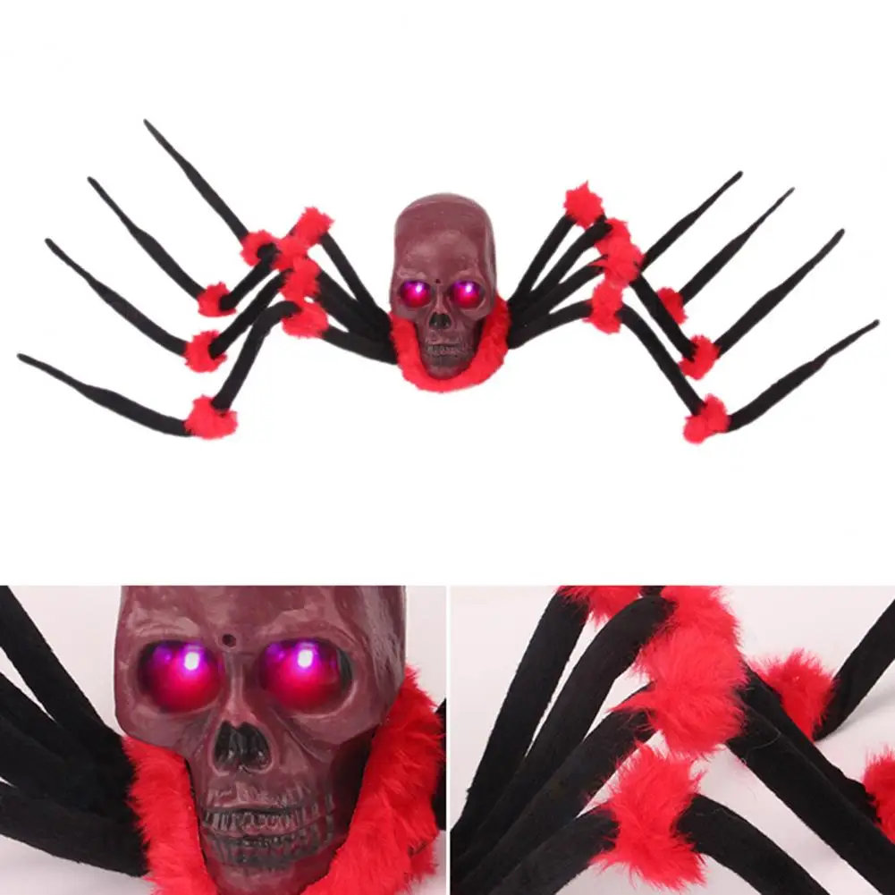 Skull Spider Halloween Decoration Gluttonous Garden Ghoul Prop Spooky Halloween Skull Spider Decorations with Light for Indoor