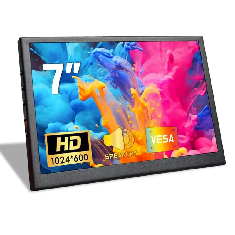 Monitor Portátil LCD de 7 Pulgadas con USB y HD-MI, Pantalla Secundaria FHD IPS para Computadora, Mini Monitor HD Pequeño para PC