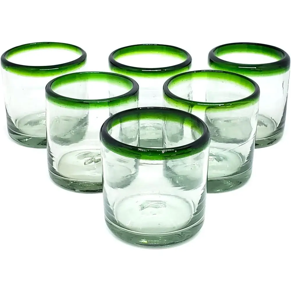 

Бокалы для коктейлей DO Rock Emerald Green Rim, 8 унций (набор из 6 штук), из переработанного стекла, без свинца, без токсинов (DO Rocks)