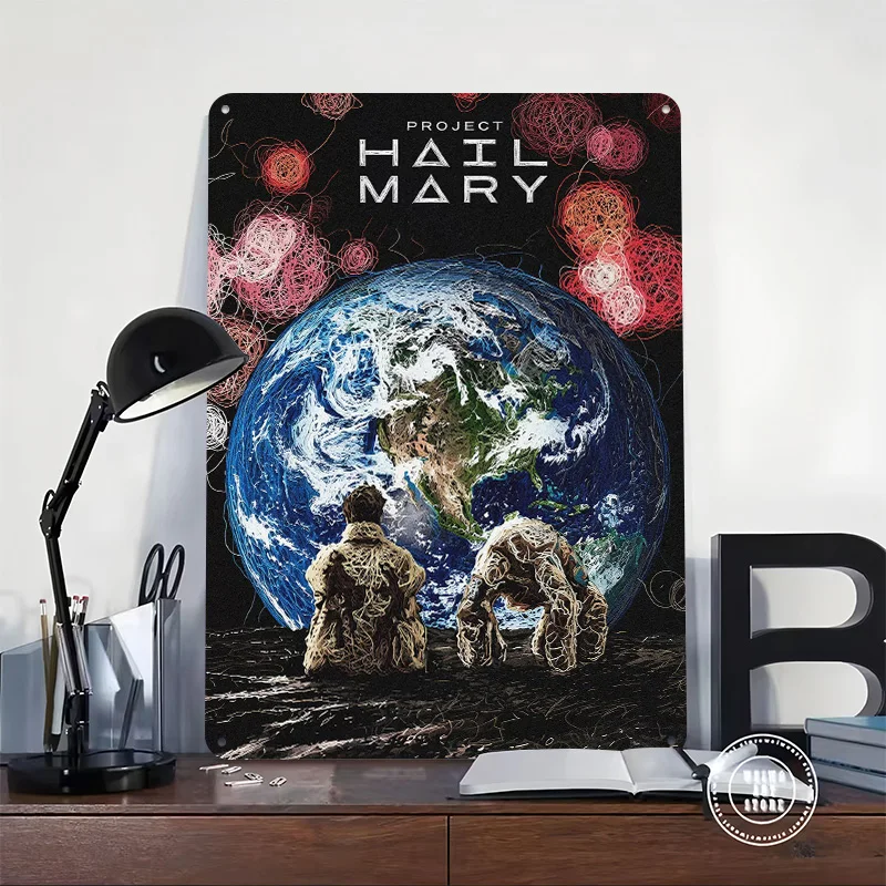 Project Hail Mary Earth Scene Personalized 3D Textured Metal Poster Wall Art Tinplate Sign for Decoration Room Decor Luxury Home