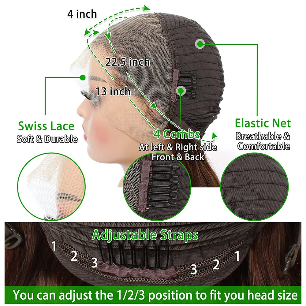 Chocolater Brown 13x4 HD Lace Frontal Wig 100% Human Hair Brazilian Body Wave Transparent Lace Front Human Hair Wigs for Women