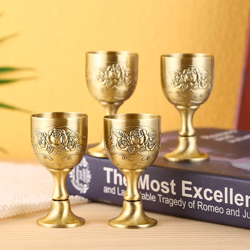 

European Royal Chalice Party Whiskey Drink Cup Antique Bronze Liquor Glass Personality Liquor Russian Goblet Small Wine Glass