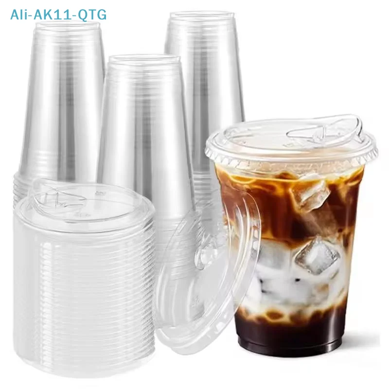 New [New] Clear Plastic Cups With Lids 10 Pack, 16 Oz Disposable Cups For Iced Coffee Bubble Tea, Durable & Leak-Proof
