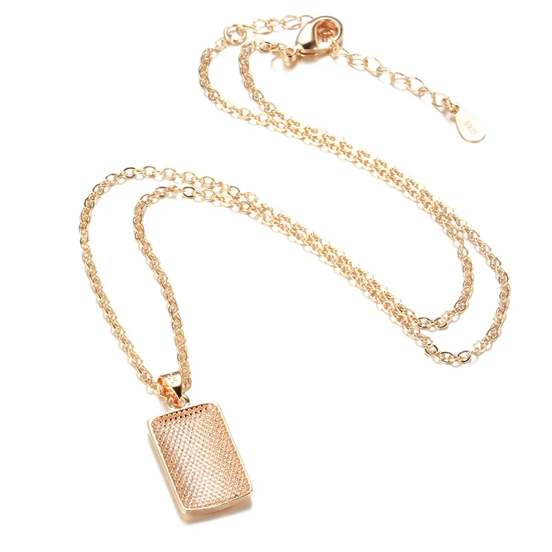 Kinel Hot Fashion Glossy Pendant Necklace For Women 585 Rose Gold Color Simple Square Pendant High Quality Daily Fine Jewelry