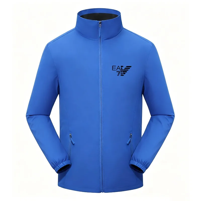 Hot Selling Couple Thin Windbreaker With EA Wing Graphic Print Full Zip Stand Collar Elastic Cuff Zipper Pockets Multi Color Out