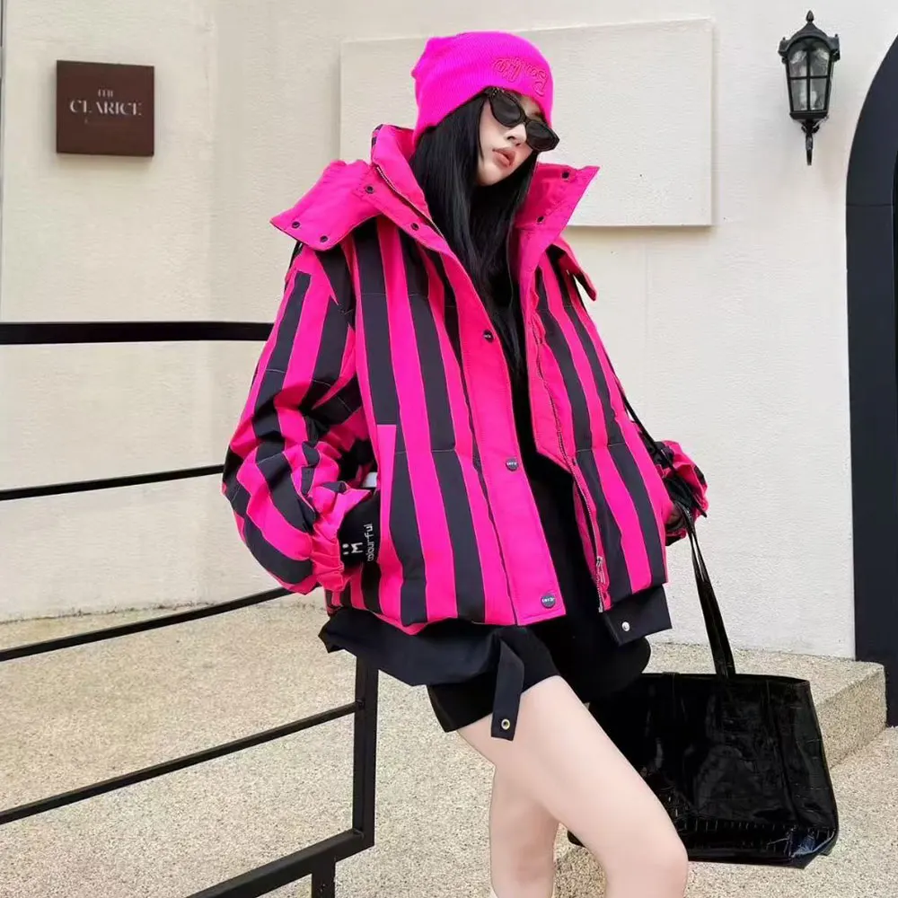 ผู้หญิง Parka ใหม่แฟชั่นลายลงเสื้อฤดูหนาวสุภาพสตรีเสื้อแจ็คเก็ตแขนยาวลําลองลงเสื้อเสื้อผ้า 2025