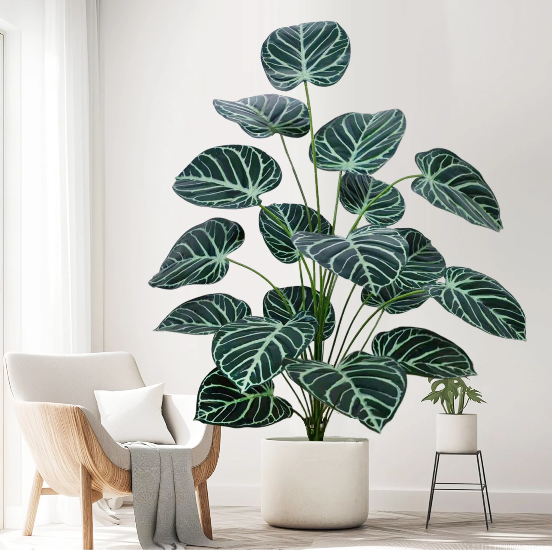 105cm Artificial Dark Green Alocasia Leaf Monstera Green Plants for Home Garden Room Office Decoration