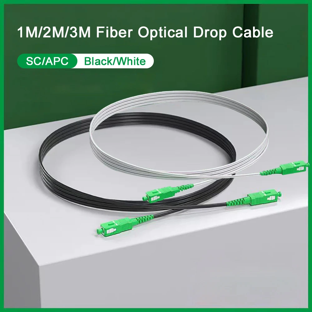 Drop Cable 1M/2M/3M Indoor Fiber Optical Single Mode SC/APC-SC/APC Optical Cable Black AND White