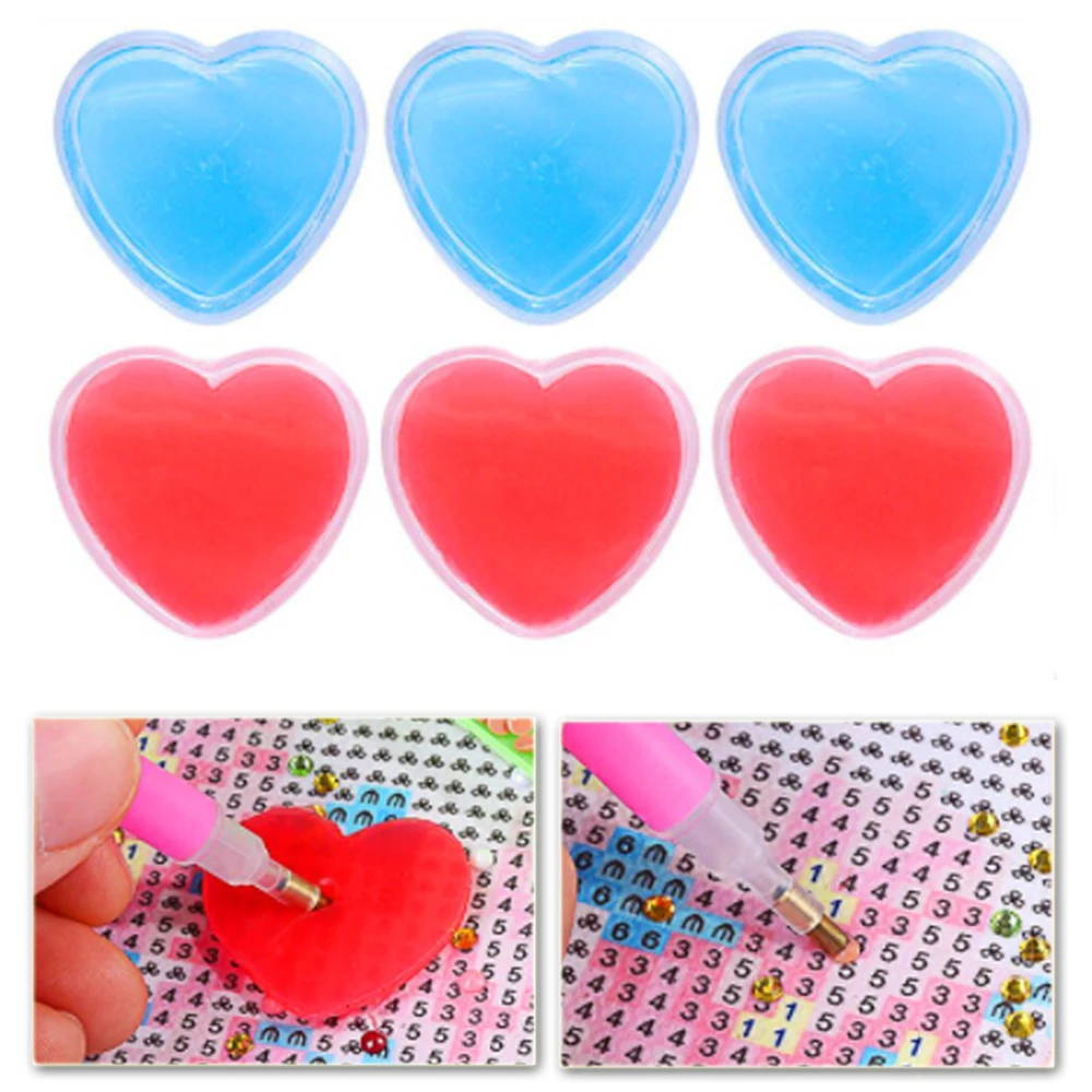 Strumento di pittura diamante fai da te scatola di immagazzinaggio a forma di cuore Dot Diamond Wax fango mosaico ricamo punto croce accessori