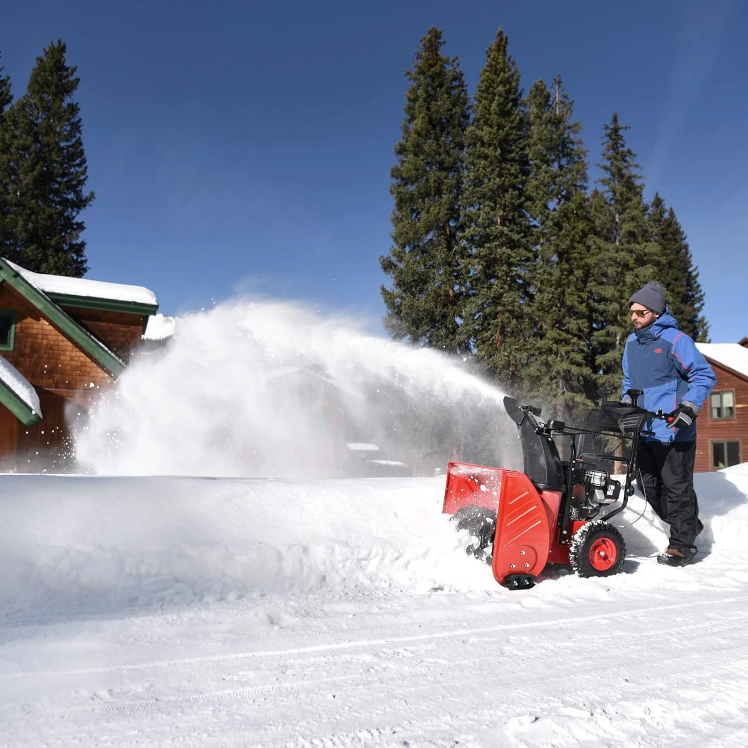 26 Inch Snow Blower Gas Powered, 2-Stage 208cc B&S Engine with Electric Start, Led Light, Hand Warmer, Self Propelled