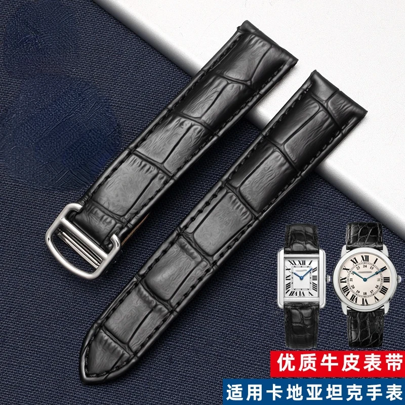 

Genuine Leather Watch Band for Cartier Tank Solo London Claire Leather Waterproof Sweat-Proof Watch Band 20 22 23 24mm Wristband