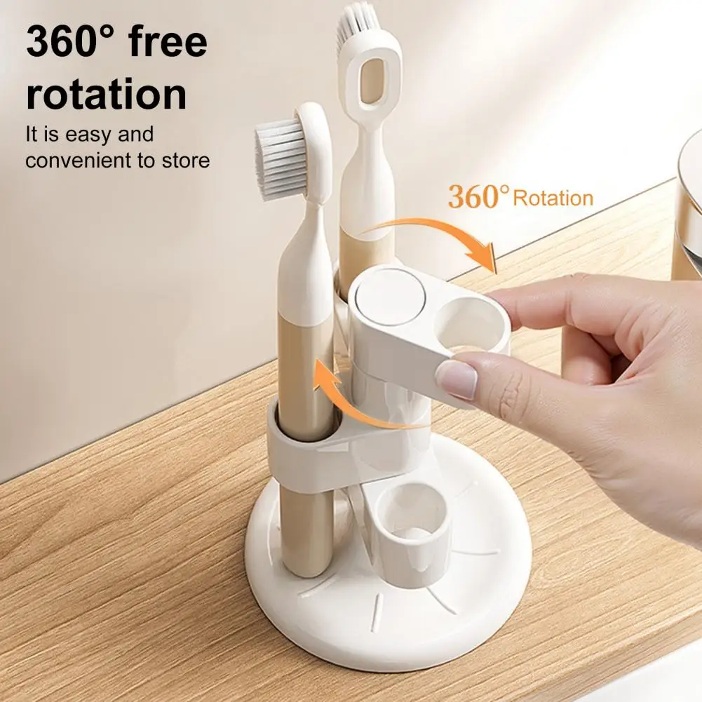 

Держатель для зубных щеток Вращающийся органайзер для зубных щеток Вращающийся на 360 градусов держатель для зубных щеток для макияжа Стеллаж для хранения для ванной комнаты