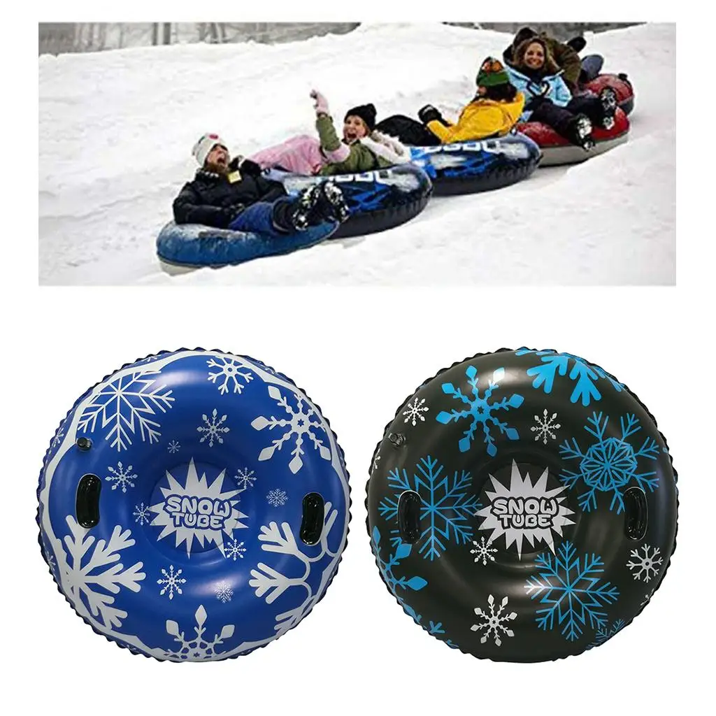 Heavy Duty Inflatable Snow Tube with Reinforced Handles for Kids and Adults