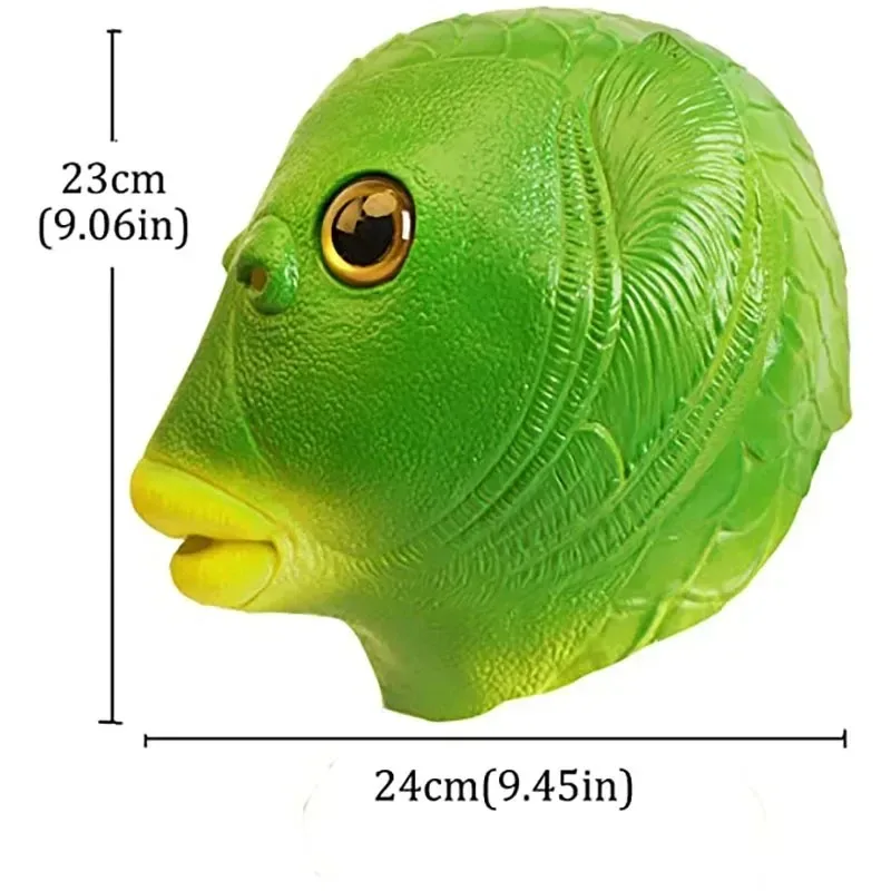 Halloween Green Fish Head Monster Mask Sand Sculpture Play Strange Green Fish Head Cover Costume Party Carnival Full Face Mask