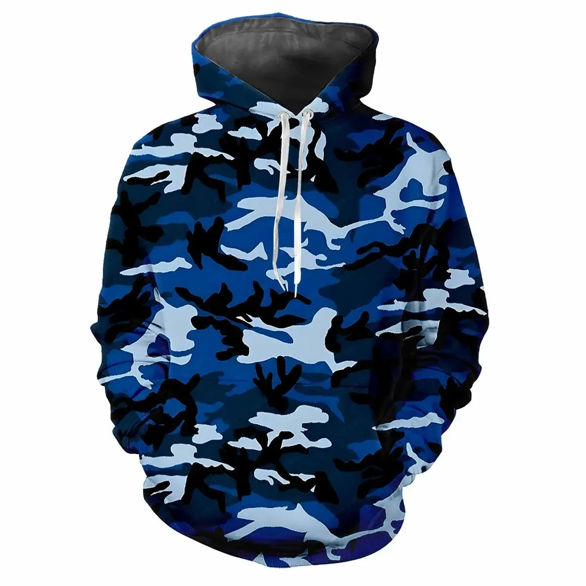 Trendy Men\'s Hoodie Printed  Fun Camouflage Patterns Digital Printing Casual Long Sleeved Hooded Thick Fabric Tops