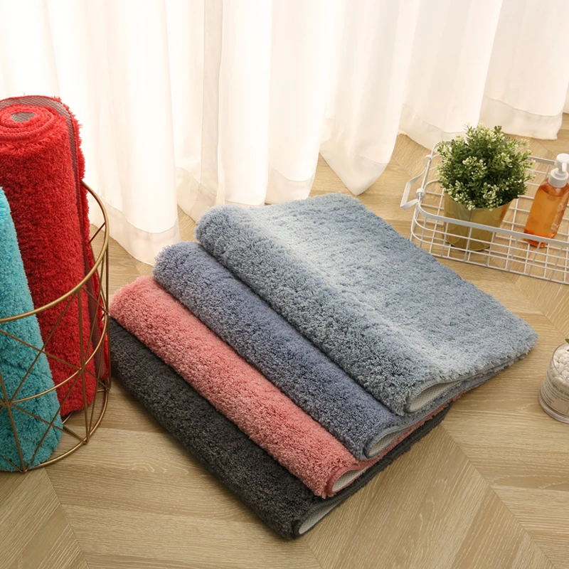 Thickened Japanese Style Pure Color Bathroom Absorbent Mat Toilet Anti-Slip Pad Bedroom Carpet Home Use Machine Washable