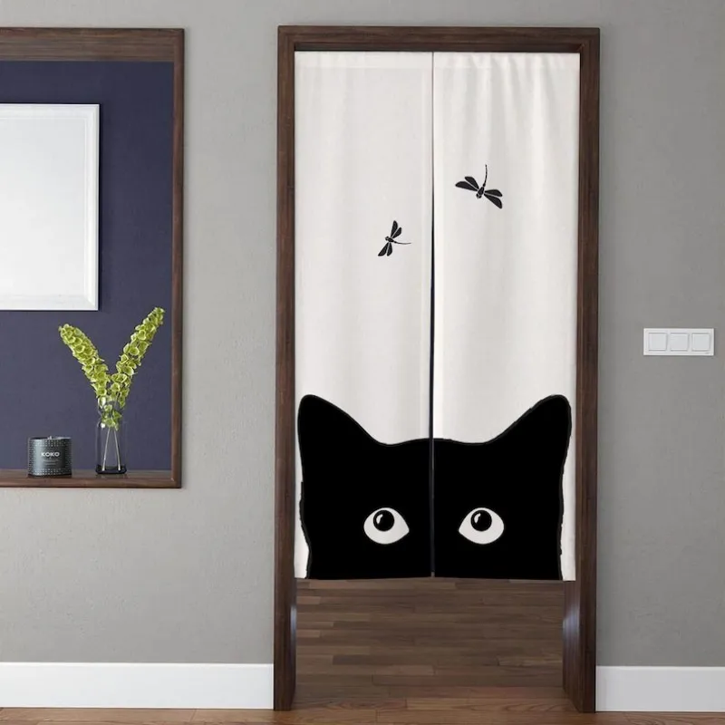 VIKAMA Ins Style Minimalist Cute Cat Door Curtain Modern Home Bedroom Kitchen Partition Curtain Home Decoration