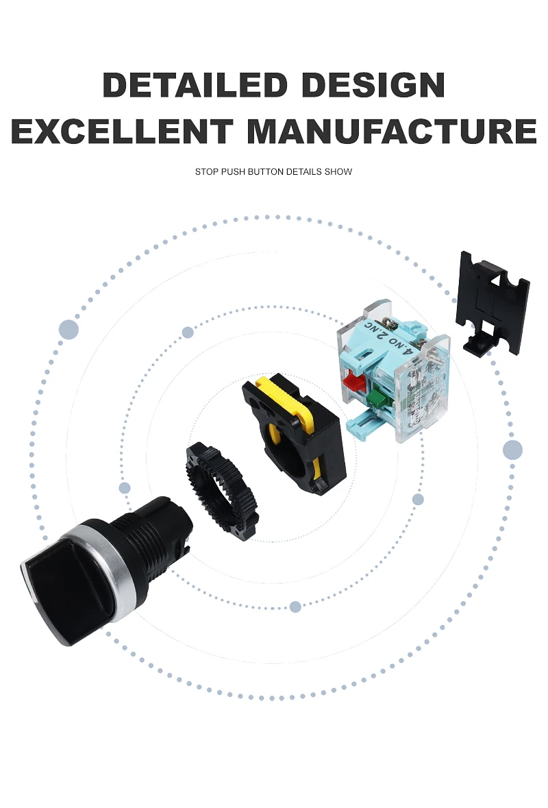 VaneAims 22MM FXB38 Plastic Selector Knob Rotary Switch Momentary Latching 2NO 1NO1NC 2/3 Position 10A ON/OFF Power Switch Black