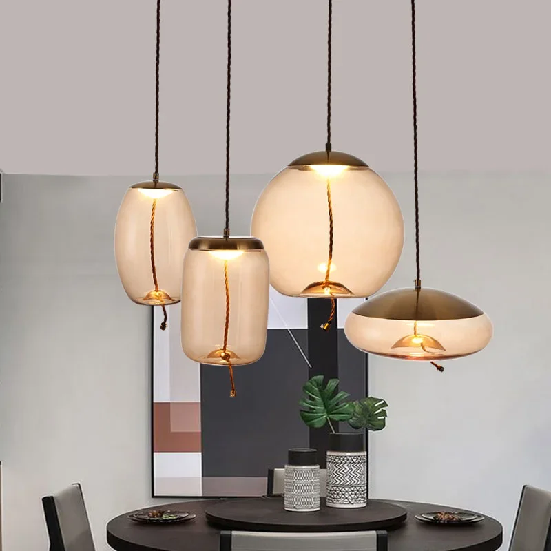 

Nordic Postmodern Chandelier Minimalist Designer Glass Chandelier Nordic Creative Restaurant Bedroom Bedside Lighting