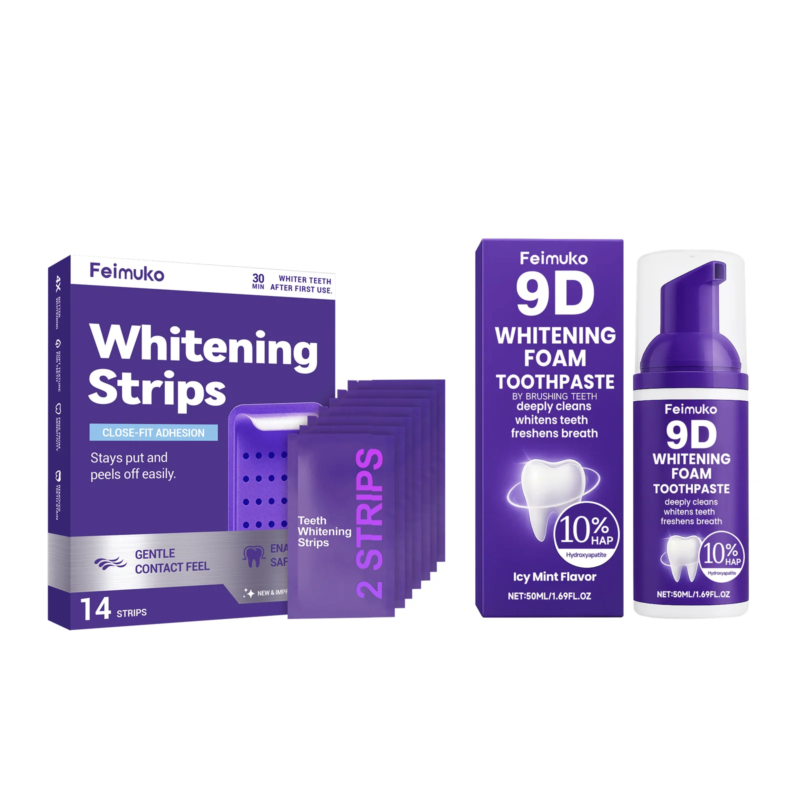 紫色の歯のホワイトニングストリップで、歯の黄ばみを改善し、歯 - Teeth Whitening Foam Toothpaste のレビューと価格