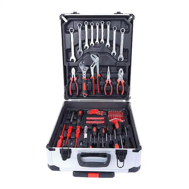 499-Piece Tool Kit, Four-Layer Hardware Combination Tool with Pull Trunk and Aluminum Box