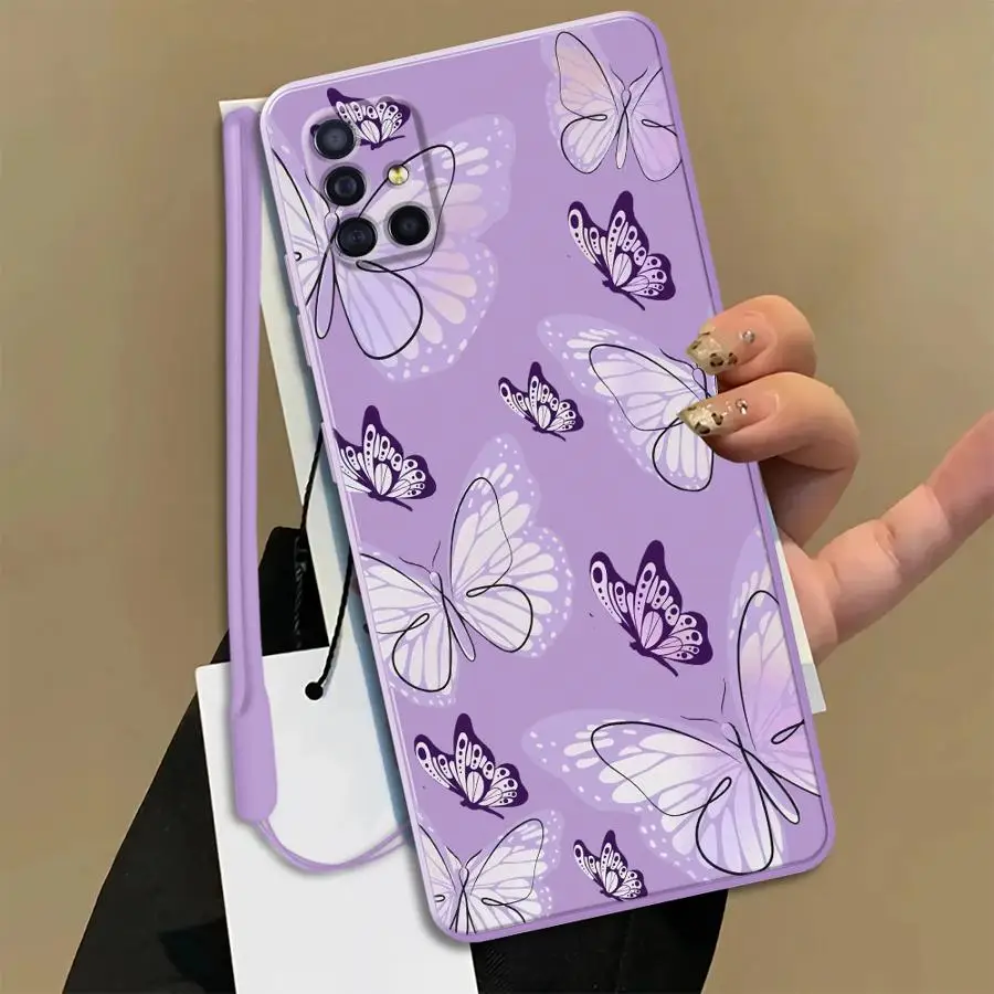 Phone Cover Case for Samsung Galaxy A03 A50 A56 A04 A30s A20s A02s A53 A06 A71 A73 A05 Purple Butterfly