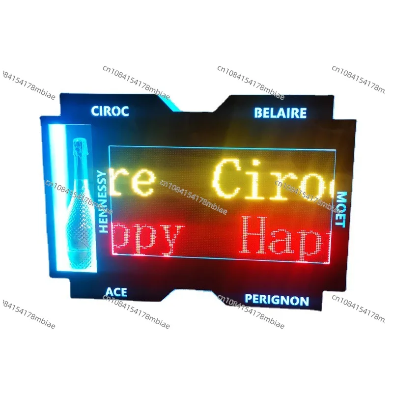 Custom 26pcs Alphabets Sign Rechargeable Led Interchangeable Letters Box Board Shield VIP Champagne Bottle Display for Bar