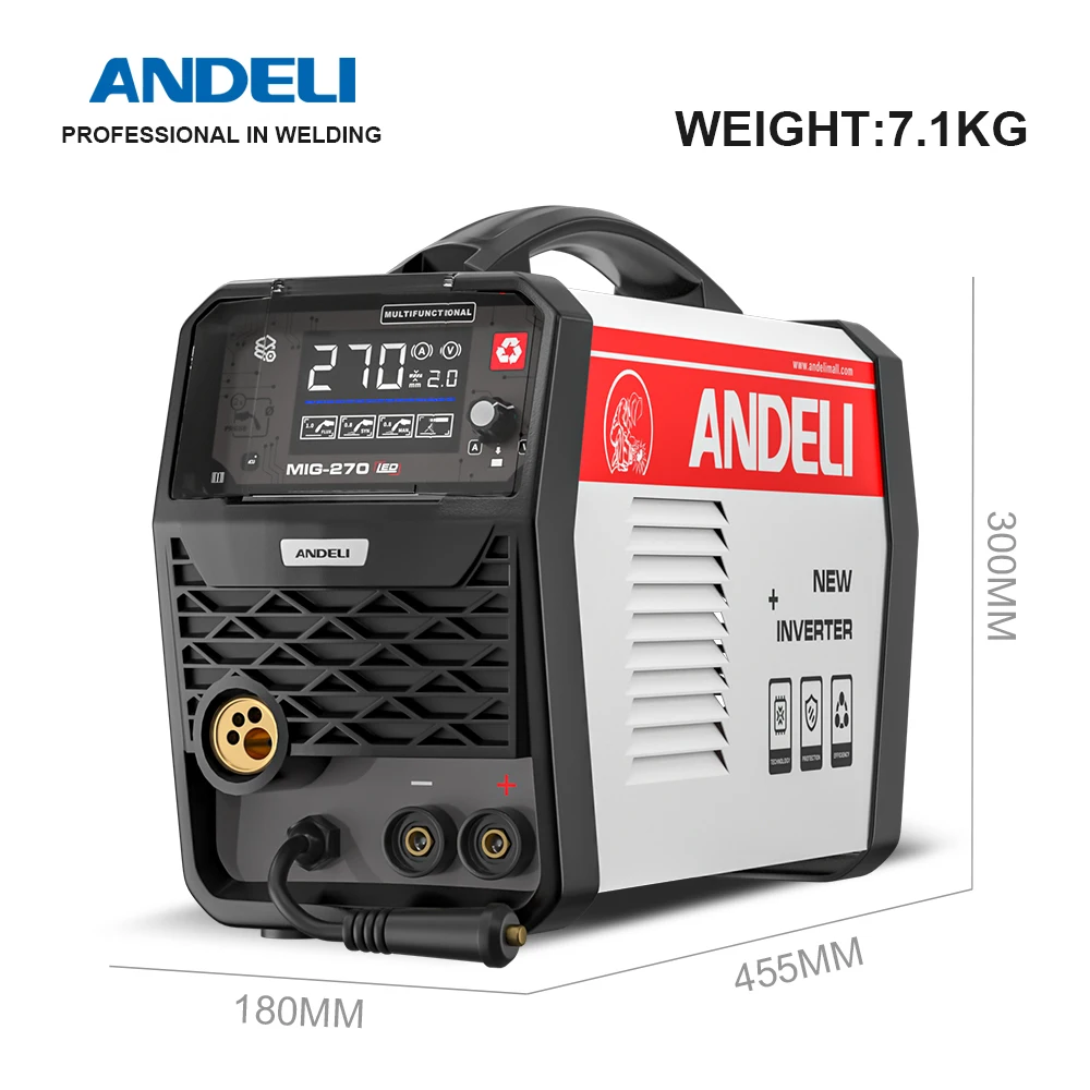 ANDELI Semi-automatic MIG welding machine MIG Lift TIG ARC Gas/Gasless Welding Inverter Synergy Multiprocess MIG Welders