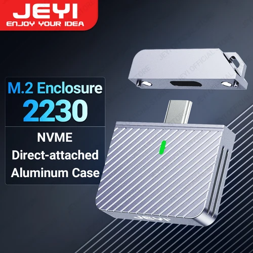 JEYI 2230 M.2 NVMe Caja SSD de conexión directa, unidad de estado sólido de aluminio en línea USB 3,2 de 10 Gbps con funda protectora magnética